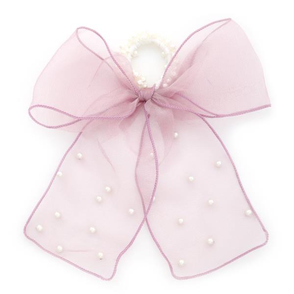 PEARL BEAD LACE BOW PONYTAIL HAIR TIE