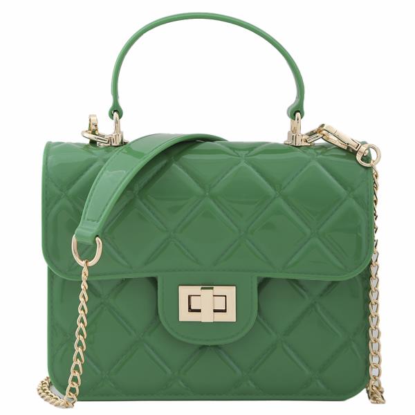 QUILTED JELLY BAG WITH METAL CHAIN CROSS BODY