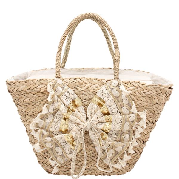 STRAW BOW TOTE BAG