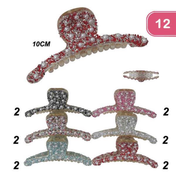 GLITTER PEARL HAIR CLIP (12 UNITS)