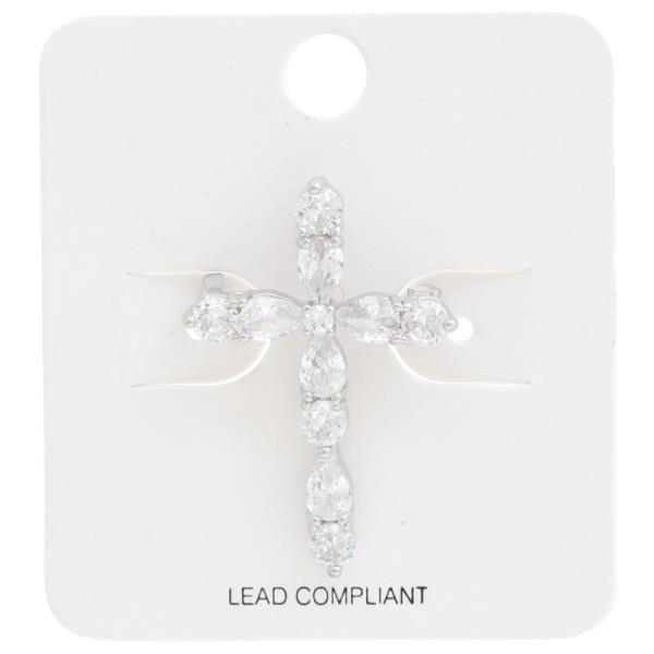 RHINESTONE CROSS BROOCH