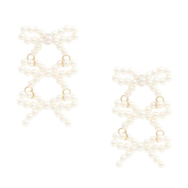 TRIPLE RIBBON BOW LINK EARRING