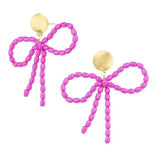 ACRYLIC RIBBON BOW POST EARRINGS