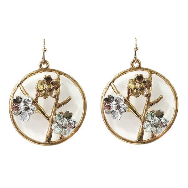 METAL WESTERN FLOWER DANGLE EARRING