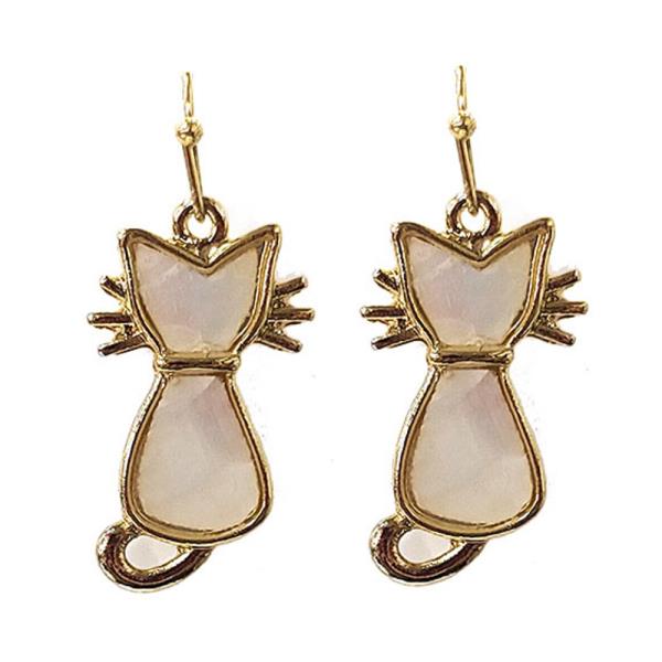 ABALONE SHELL CAT DANGLE EARRING