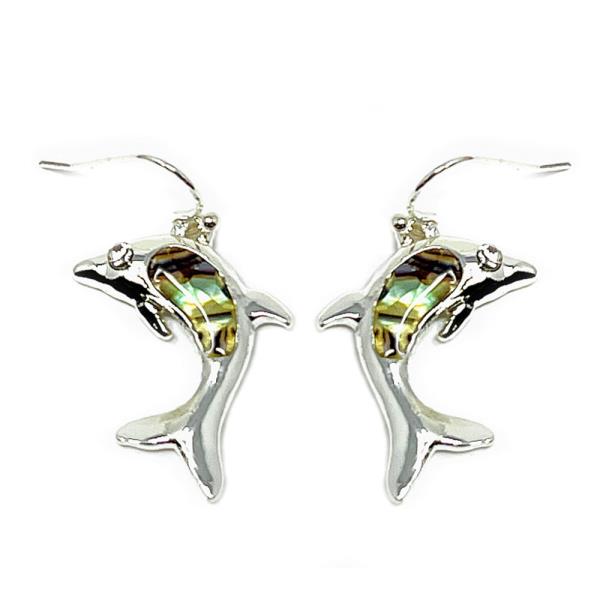 WESTERN STYLE ABALONE SHELL DOLPHIN DANGLE EARRING