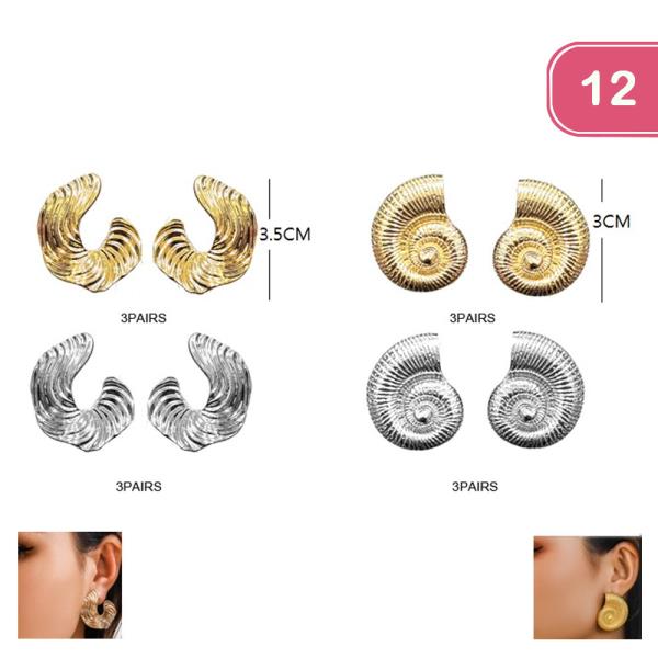 TEXTURED EARRINGS (12 UNITS)