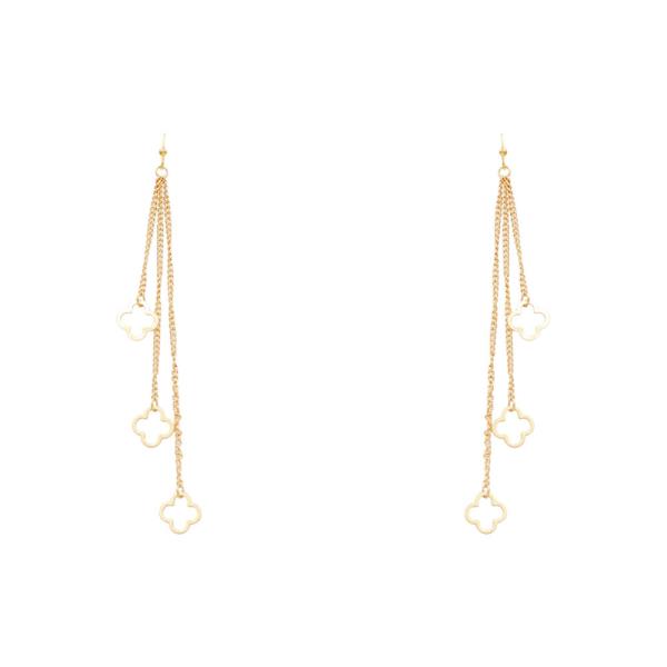 TRIPLE CLOVER CHAIN DANGLE EARRING