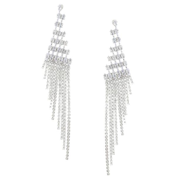 CZ RHINESTONE CHAIN DANGLE EARRING