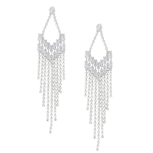 CZ RHINESTONE DANGLE EARRING