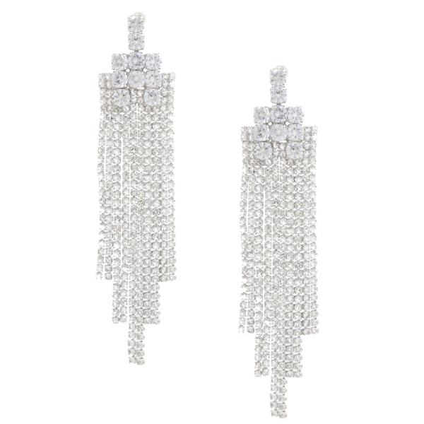 CZ RHINESTONE DANGLE EARRING