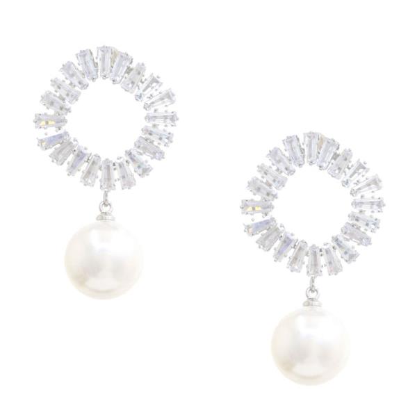 PEARL BEAD CZ DANGLE EARRING