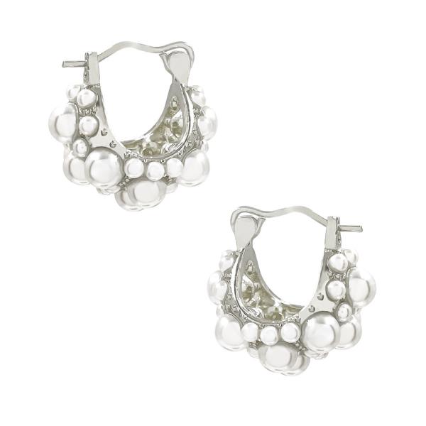 PEARL PAVE HOOP EARRING