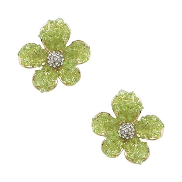 GLASS BEAD FLOWER POST EARRING