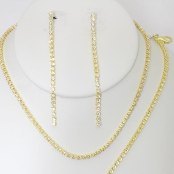 1 LINE RHINESTONE NECKLACE EARRING BRACELET SET