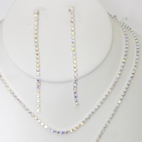 1 LINE RHINESTONE NECKLACE EARRING BRACELET SET
