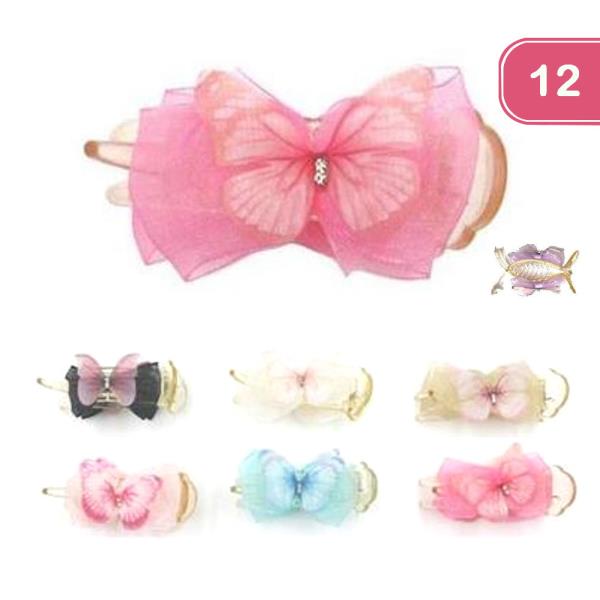 TULLE BUTTERFLY ALLIGATOR HAIR CLIP (12 UNITS)