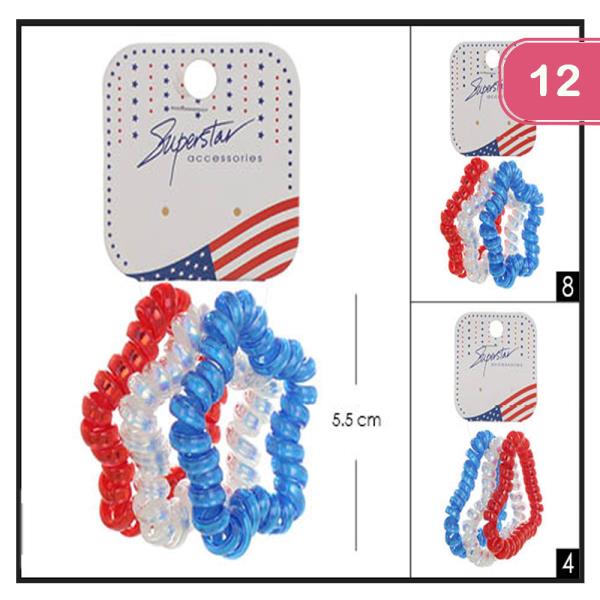 FOURTH OF JULY STAR COIL HAIR TIES (12 UNITS)