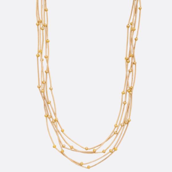 BEADED LAYERED METAL NECKLACE
