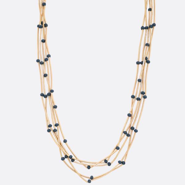 BEADED LAYERED METAL NECKLACE