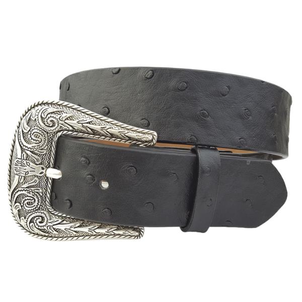 OSTRICH PRINTED BELT WITH LONGHORN BUCKLE