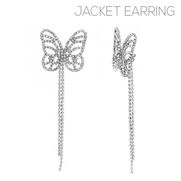 RHINESTONE BUTTERFLY TAIL JACKET EARRING