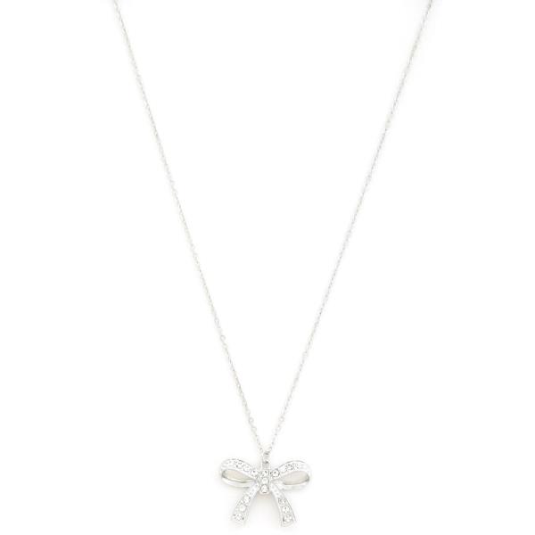 RHINESTONE CASTING RIBBON BOW NECKLACE