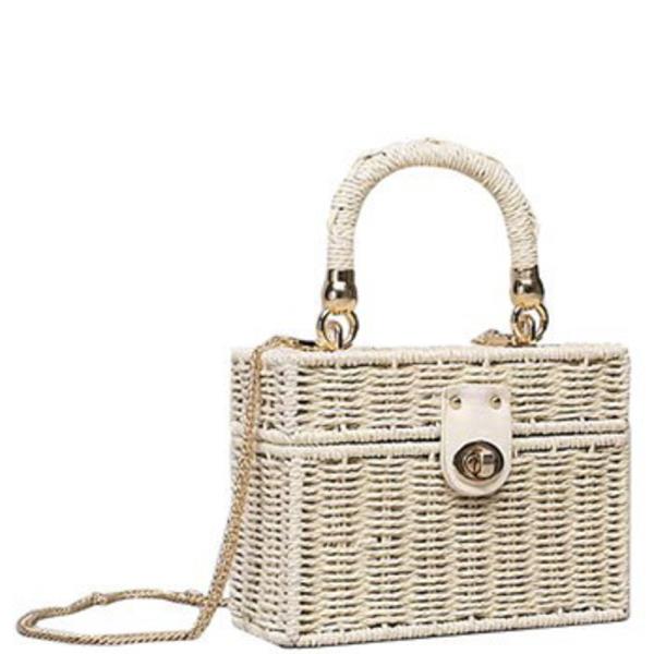 RATTAN RECTANGLE CROSSBODY BAG