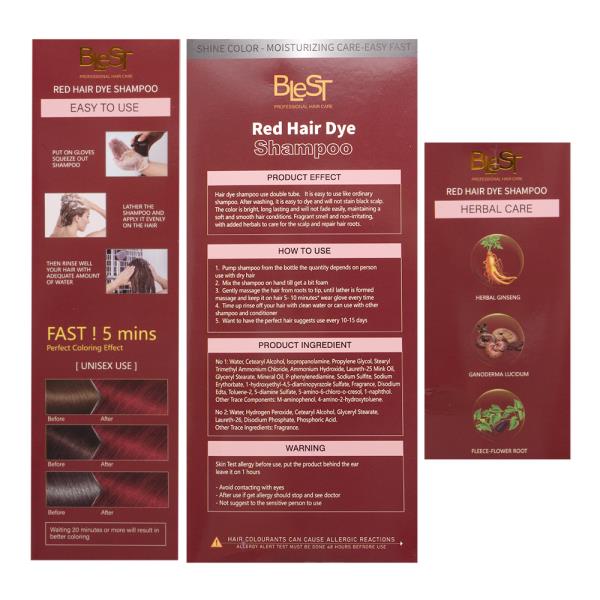 BLEST 5 MIN QUICK COLORING HAIR DYE SHAMPOO DARK RED