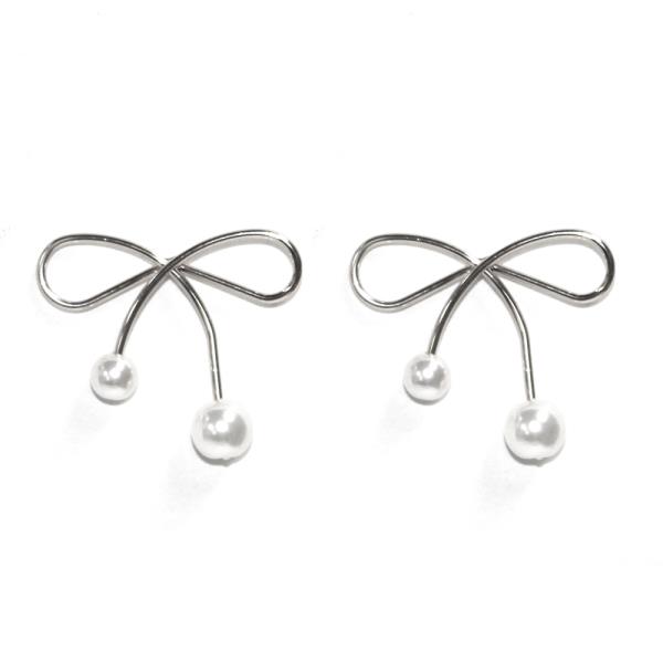PEARL METAL RIBBON BOW POST EARRING