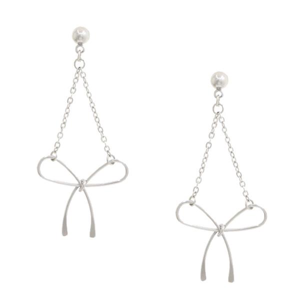 BOW CHAIN DANGLE EARRING