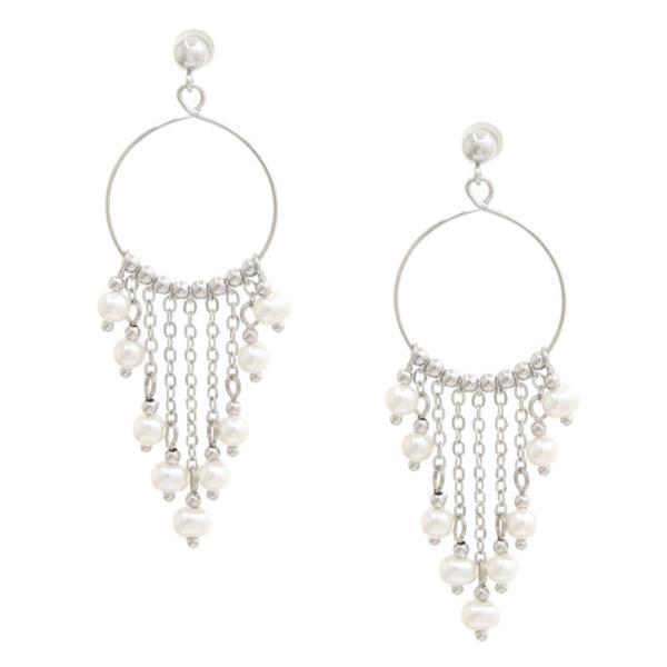 ROUND PEARL BEAD CHAIN DANGLE EARRING