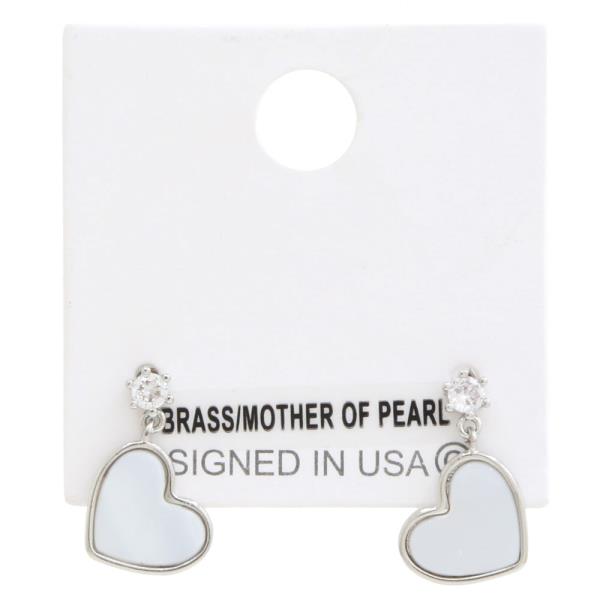 MOTHER OF PEARL HEART DANGLE EARRING