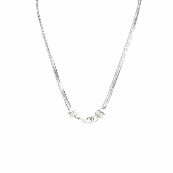 METAL HERRINGBONE CHAIN SHORT NECKLACE