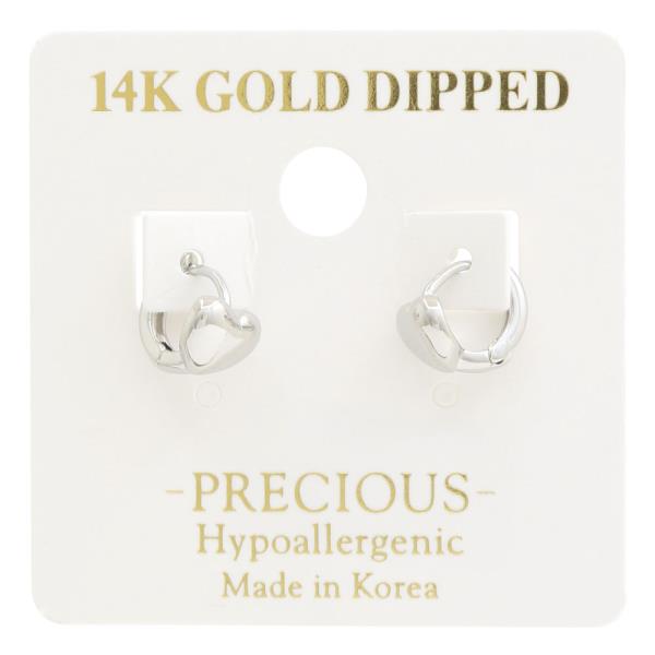 14K GOLD DIPPED HEART HUGGIE EARRING