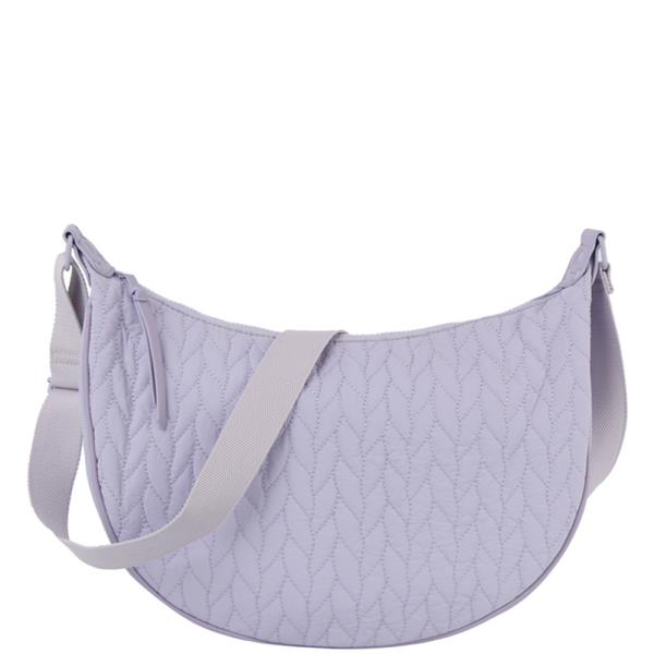 QUILTED CURVED HALF MOON CROSSBODY BAG