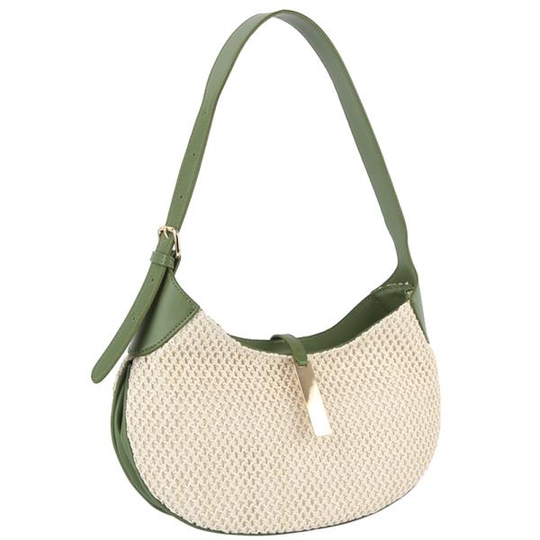 ROUND CURVED TWO TONE TEXTURED SHOULDER BAG