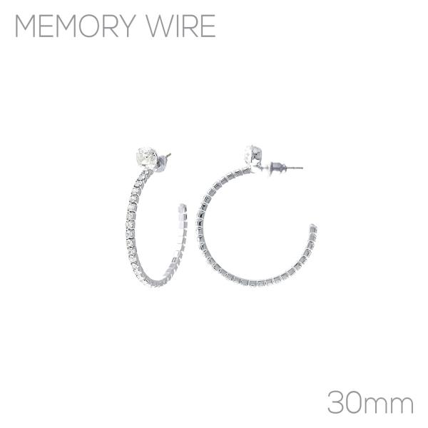 RHINESTONE ROUND TOP 30MM HOOP EARRING