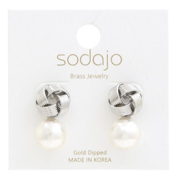 SODAJO PEARL BEAD KNOT GOLD DIPPED EARRING