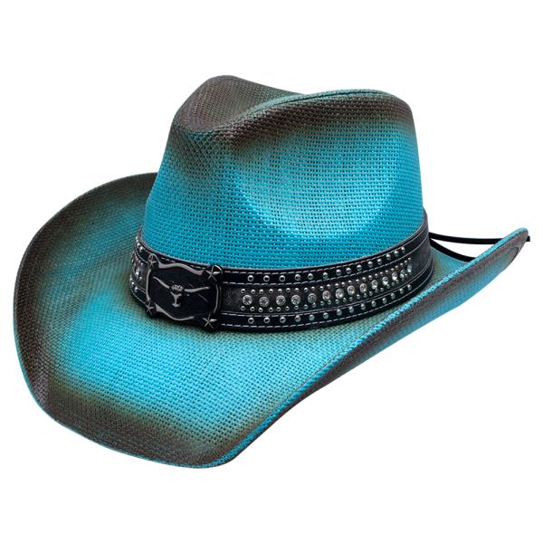 WESTERN STYLE FAUX LEATHER BAND COWBOY HAT