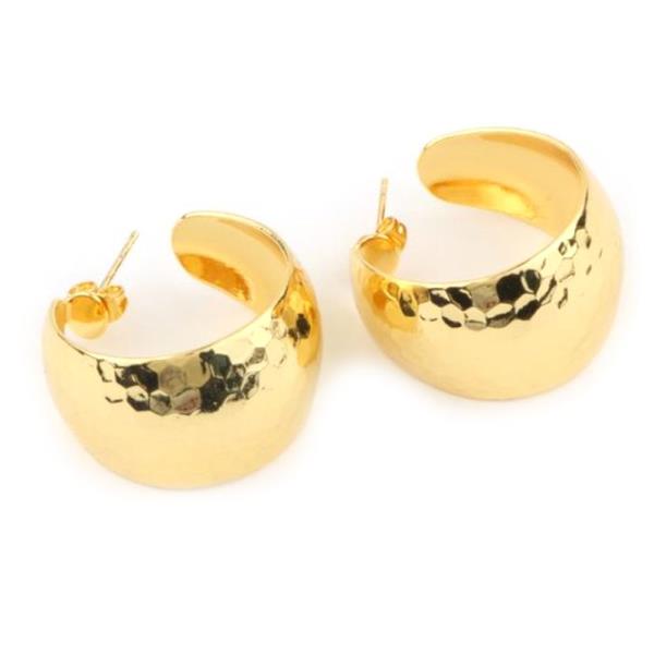 GOLD PLATED HAMMERED WIDE HOOP EARRING