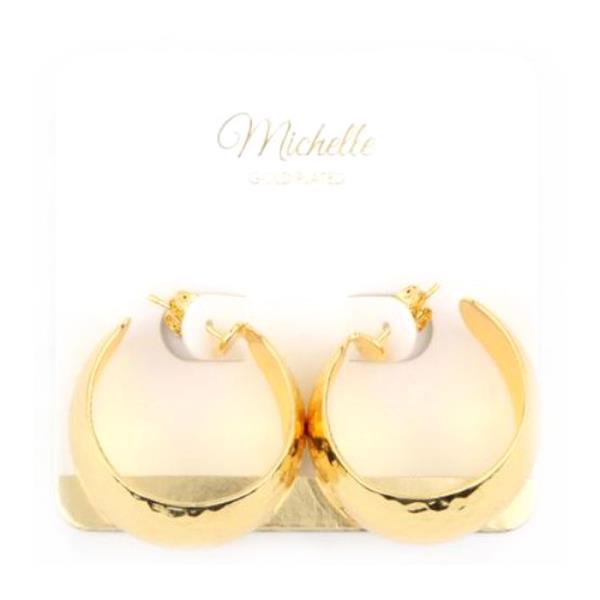 GOLD PLATED HAMMERED WIDE HOOP EARRING