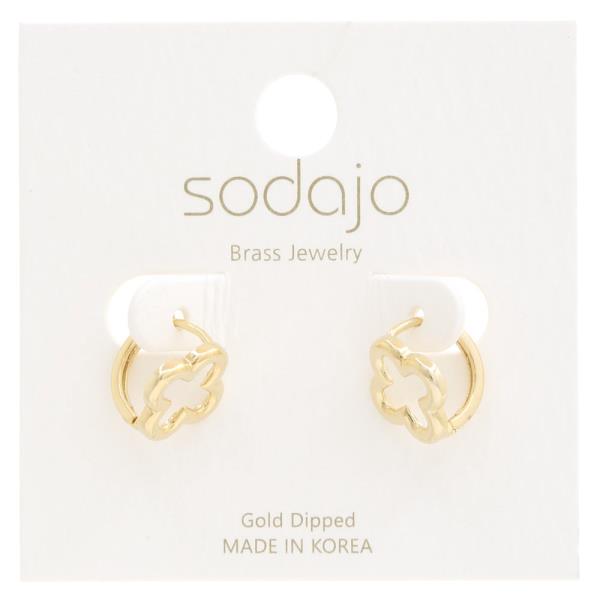 SODAJO CLOVER HUGGIE GOLD DIPPED EARRING