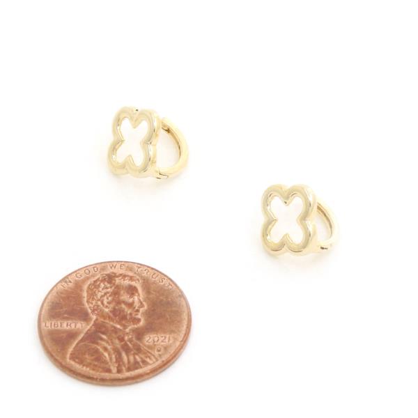 SODAJO CLOVER HUGGIE GOLD DIPPED EARRING