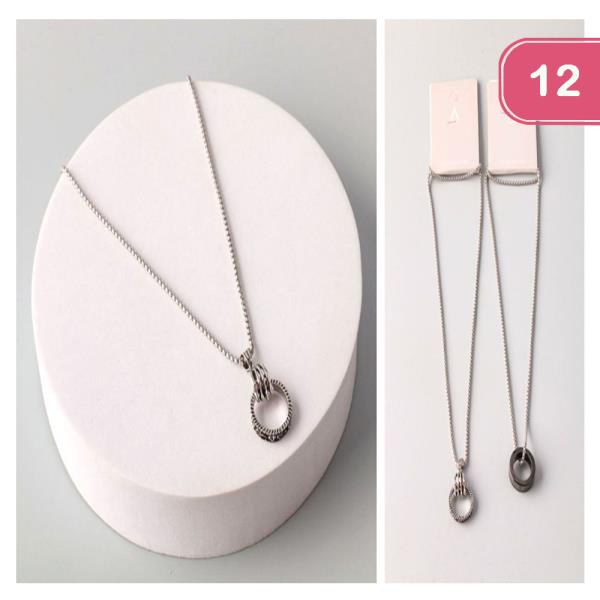 METAL RING CHEST NECKLACE (12 UNITS)