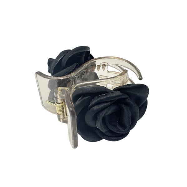 BLACK FLOWER HAIR CLAW JAW CLIPS