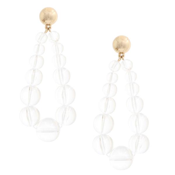 CLEAR BEAD TEARDROP DANGLE EARRING