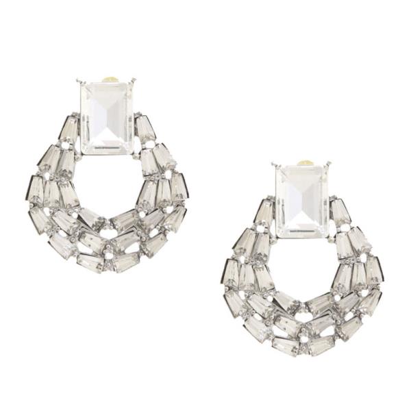 ROUND RHINESTONE METAL EARRING