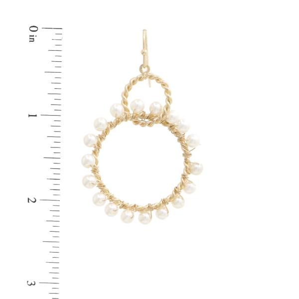 DOUBLE CIRCLE PEARL BEAD DANGLE EARRING