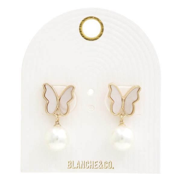 BUTTERFLY PEARL BEAD EARRING